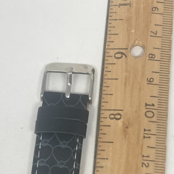 Vivani Watch Women 25mm Silver Tone MOP Dial Black Heart Band New Battery 8" - Picture 13 of 16